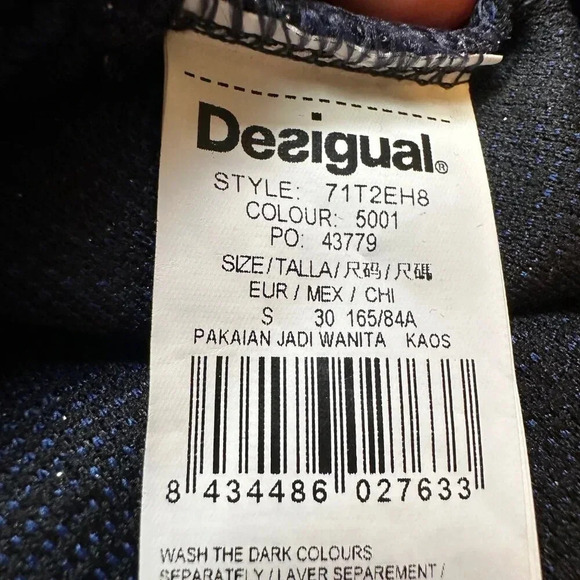 Desigual Shirt Women's Small Blue Glittery Embellished - Picture 6 of 7